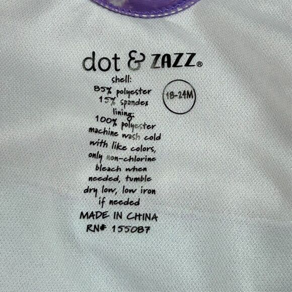 NWT Girl's 18-24 Months Dot & Zazz Swim Bathing Suit 1 pc Blue Purple Sea Turtle - Picture 5 of 9